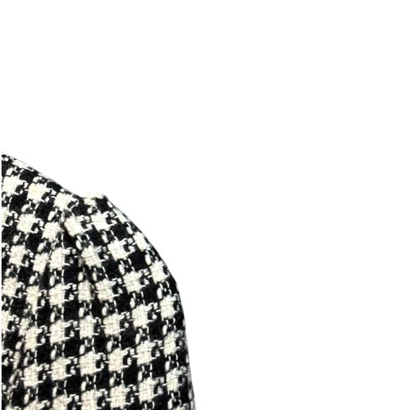 VTG Billabong Black/White Houndstooth Tweed Wool Blend Full Zip Puffed Shoulder - Picture 12 of 14